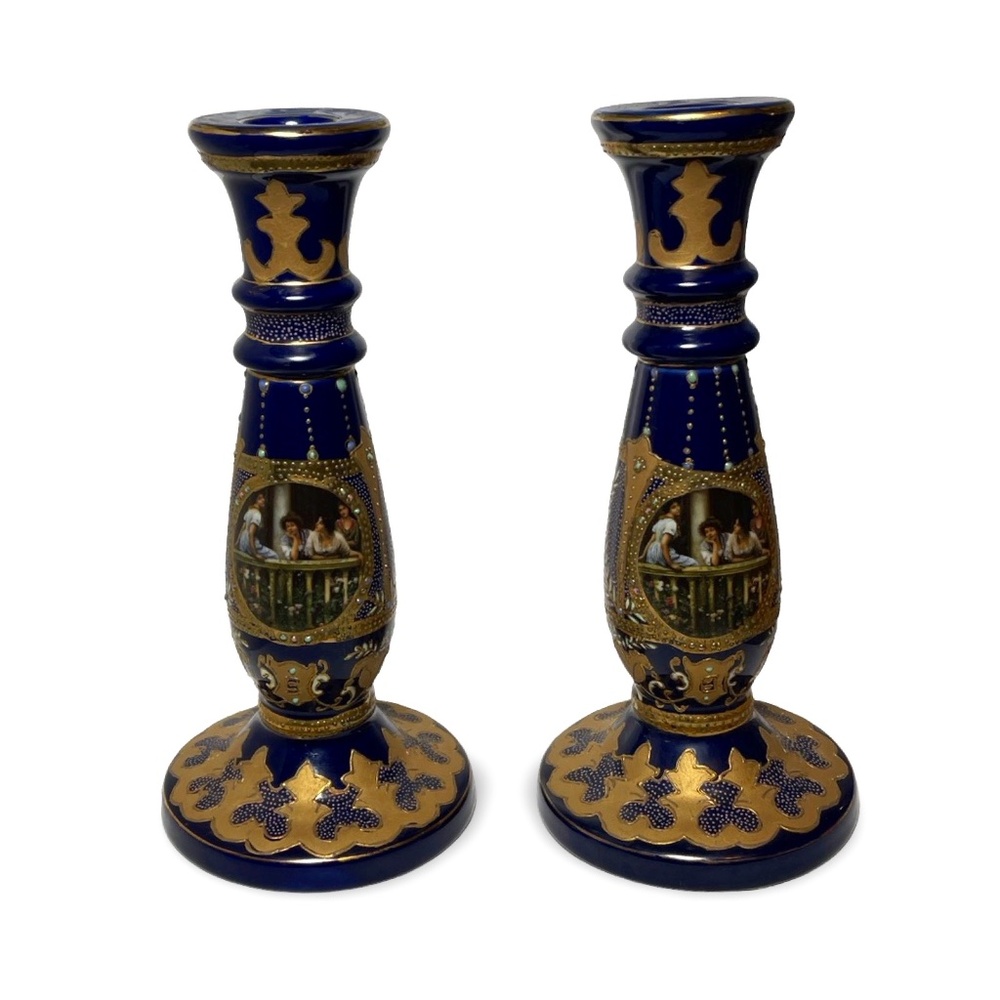 ROYAL LIMOGES CANDLESTICKS HAND PAINTED
